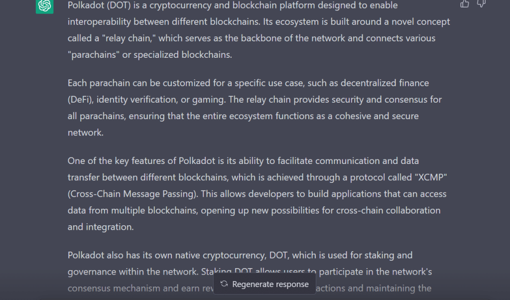 I asked ChatGPT about Polkadot’s 2024 prices, its response was…