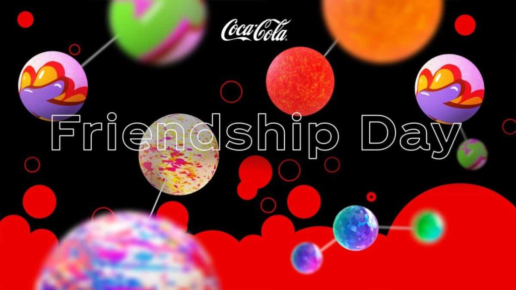 Coca-Cola Airdrop NFTs on their Metaverse Anniversary Coca-Cola friendship day NFT in bright colours