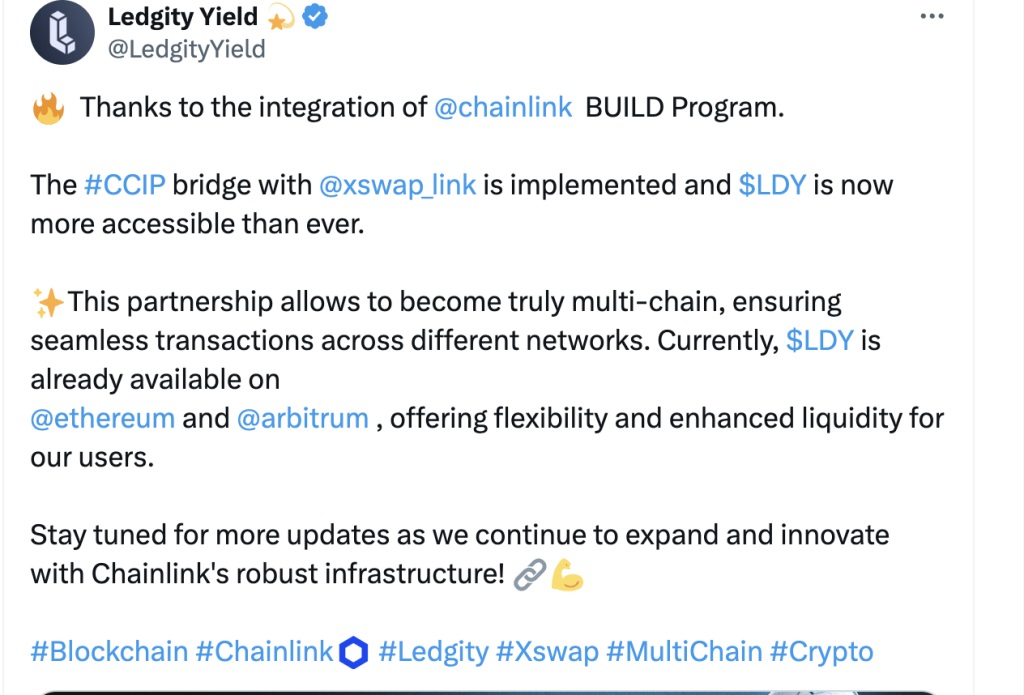 Chainlink CCIP Powers Ledgity Yield’s Cross-Chain LDY Transfers