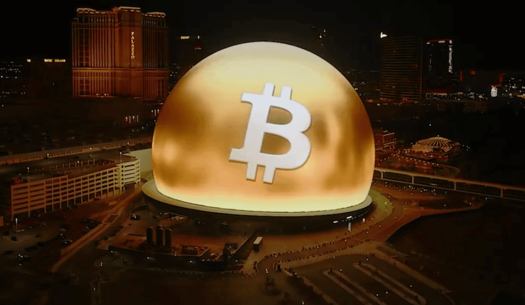 The BTC Symbol Takes Over The Vegas Sphere